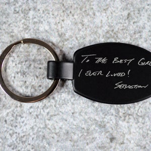 Personalized Handwritten Keychain - Custom Engraved Keychain With Personal Message - Black Keychain - Custom Gift - Actual Handwriting