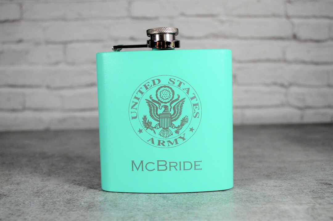 Turquoise Personalized Military Flask Engraved White Flask Etsy