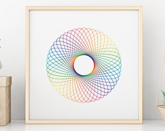 Spirograph Rainbow, Pretty Witty, Family artwork, Wall art, Personal gift - Print