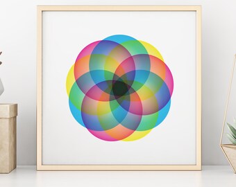 Circles Rainbow, Pretty Witty, Family artwork, Wall art, Personal gift - Print