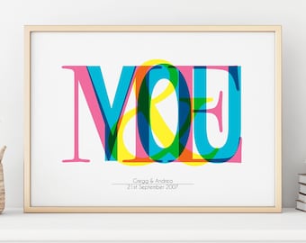 You and Me, Pretty Witty, Family artwork, Wall art, Personal gift - Print