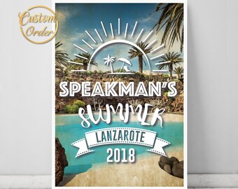 Personalised Holiday poster, Pretty Witty, Family holiday artwork, Travel wall art, Personal gift - Print