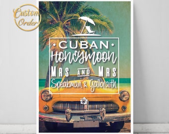 Personalised Honeymoon poster, Pretty Witty, Gay Lesbian Honeymoon artwork, Wall art, Personal gift - Print