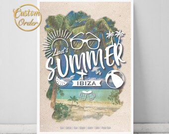 Personalised Holiday poster, Pretty Witty, Friends holiday artwork, Stag do, Travel wall art, Personal gift - Print