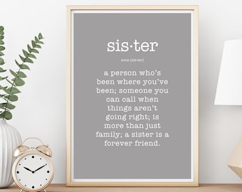 Sister Quote, Pretty Witty, Sister artwork, Wall art, Personal gift - Print