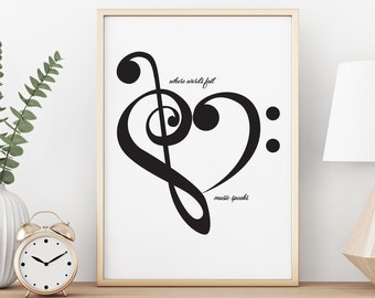 Heart Music, Pretty Witty, Music artwork, Wall art, Personal gift - Print
