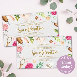 Birthday Spa Voucher, printable gift, instant download - A4 printable image