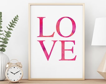 Love, Pretty Witty, Love artwork, wall art, printable gift, instant download - A4 printable image