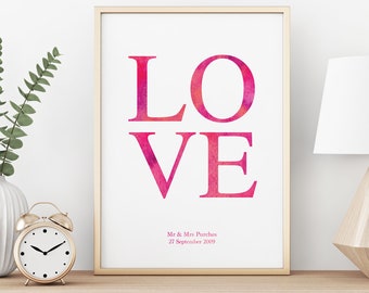 Love, Pretty Witty, Love artwork, Wall art, Personal gift - Print