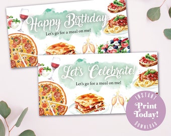 Celebrate with a Meal Out Voucher, printable gift, instant download - A4 printable image
