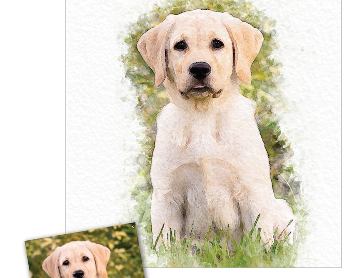Featured listing image: Pet Portrait, Pretty Witty, Pet artwork, Cat or Dog Portrait, Memorable artwork, Wall art, Personal gift - Print