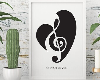 Love Music, Pretty Witty, Music artwork, Wall art, Personal gift - Print