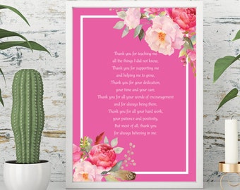 Teacher Gift, Pretty Witty, Teacher artwork, wall art, thank you gift - Pink A4 printable image