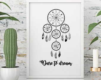 Dare to Dream, Pretty Witty, Dare to Dream artwork, Wall art, Personal gift - Print