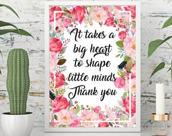 Teacher Gift, Pretty Witty, Teacher artwork, wall art, thank you gift - Floral A4 printable image