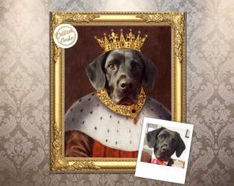 King Pet Portrait, Pretty Witty, Pet artwork, Dog or Cat Portrait, Humorous artwork,  Wall art, Personal gift - Print