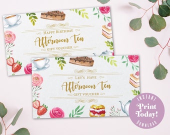 Let's have Afternoon Tea Voucher, printable gift, instant download - A4 printable image