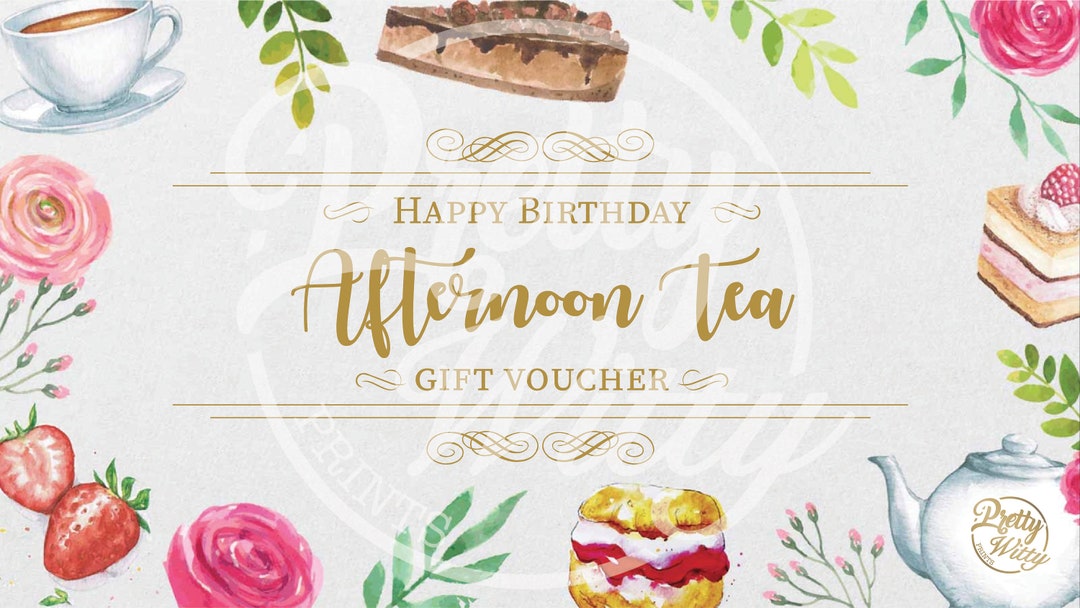 Birthday Afternoon Tea Voucher, Printable Gift, Instant Download A4 Printable Image Etsy