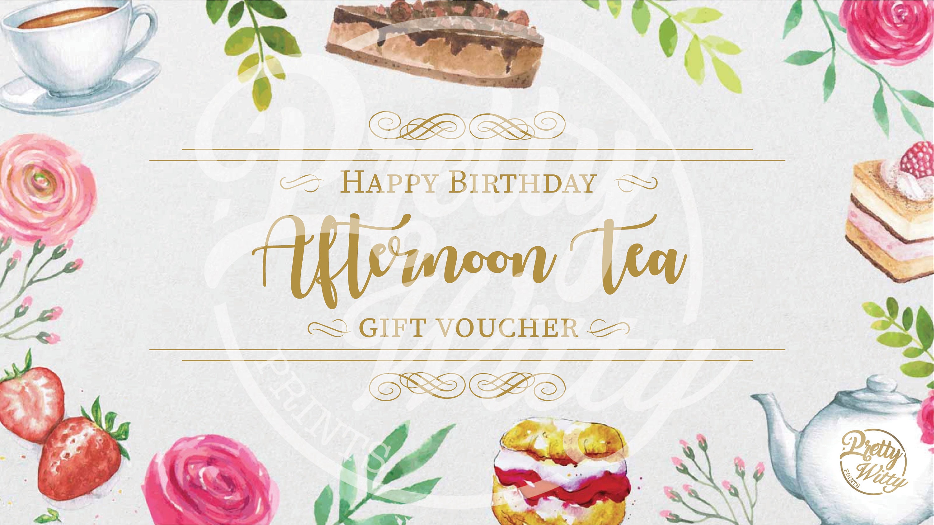 Afternoon Tea Voucher printable gift instant download A4 | Etsy