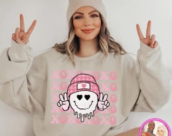 SMILEY FACE XOXO TRANSFEr/Shirt No Weeding,No Cracking,No Peeling,Fast Shipping,Premium Quality White Toner dTF Transfer, Snow and Charming
