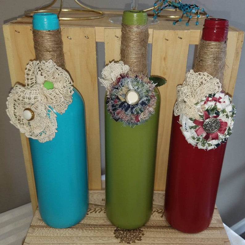 Decorated Wine Bottles Etsy