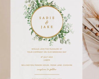 PRINT at HOME Rustic Boho Eucalyptus | Wedding Invitations, Evening Invitations & Save the Date - Printable PDF template AmoreDiCartaStudio