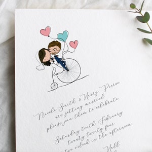 Personalised Couple Illustration Wedding Invites, Custom portrait drawing invitation, Personalised Invitation, Save the Date, RSVP