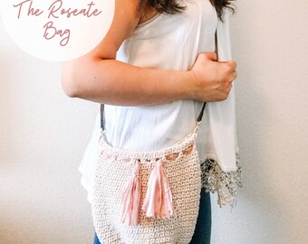 crochet bag pattern, summer bag pattern, the roseate crossbody bag