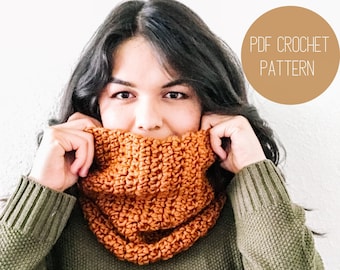 Cowl Crochet Pattern, Easy Beginner Scarf (PDF Pattern)