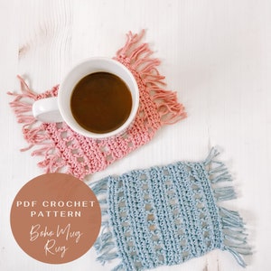 mug rug crochet pattern, The Boho Mug Rug pattern, crochet coaster pattern