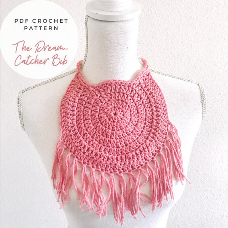 baby bib crochet pattern, crochet bib pattern, dreamcatcher bib pattern image 1