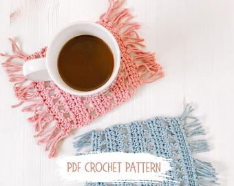 Padrão de tapete de crochê para caneca, porta-copos boho (Padrão em PDF)