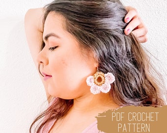 CROCHET PATTERN, crochet flower earrings pdf, easy crochet pattern