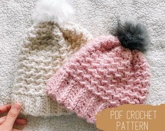 crochet hat pattern, the powder mountain hat, easy crochet pattern