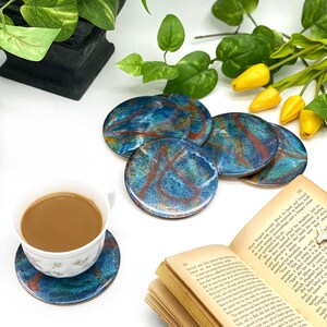 Wooden Coaster Teal Arabseques Set of 6 main image 0