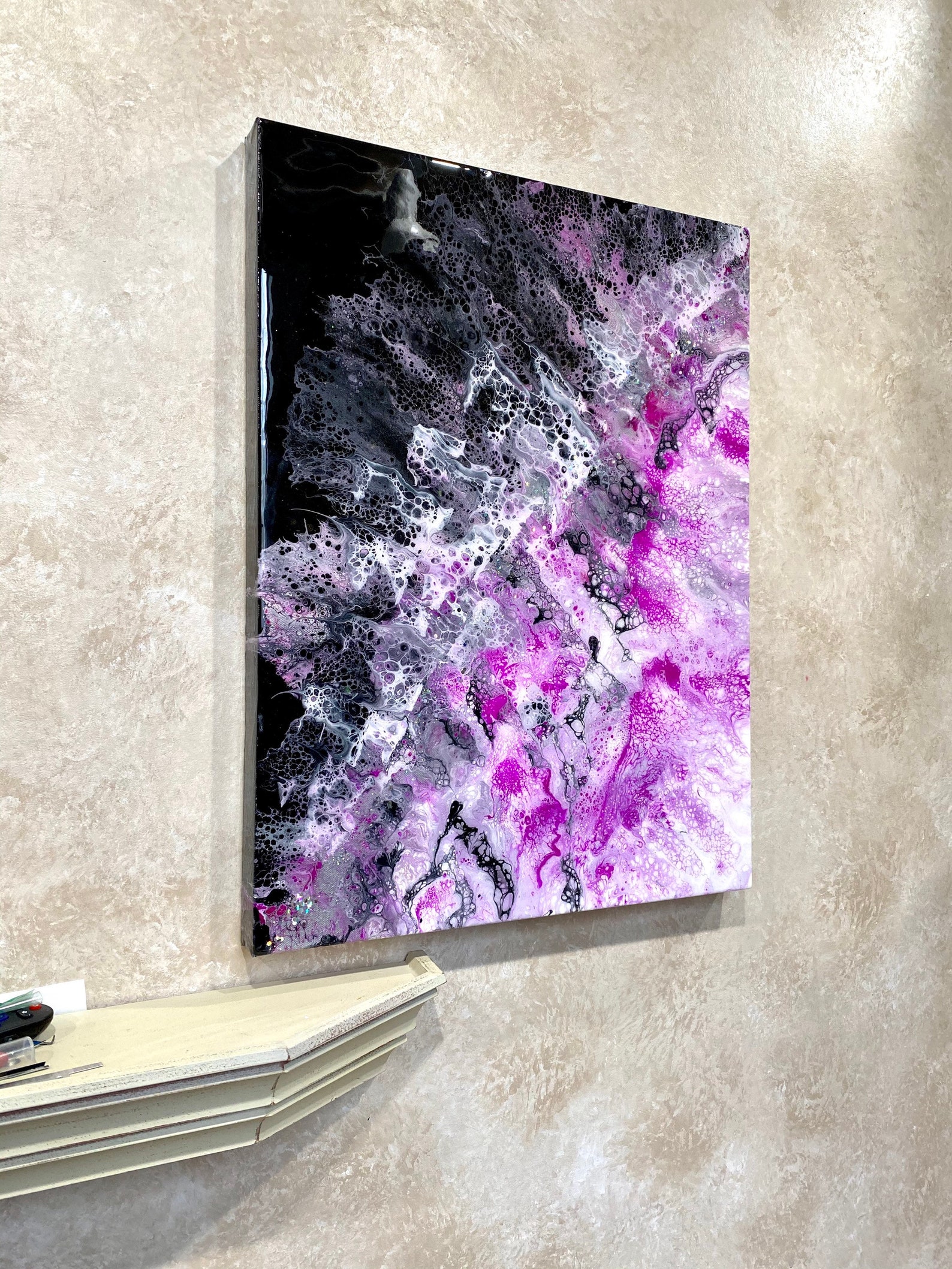 Original Abstract Painting Glitter Wall Art Resin Art Etsy