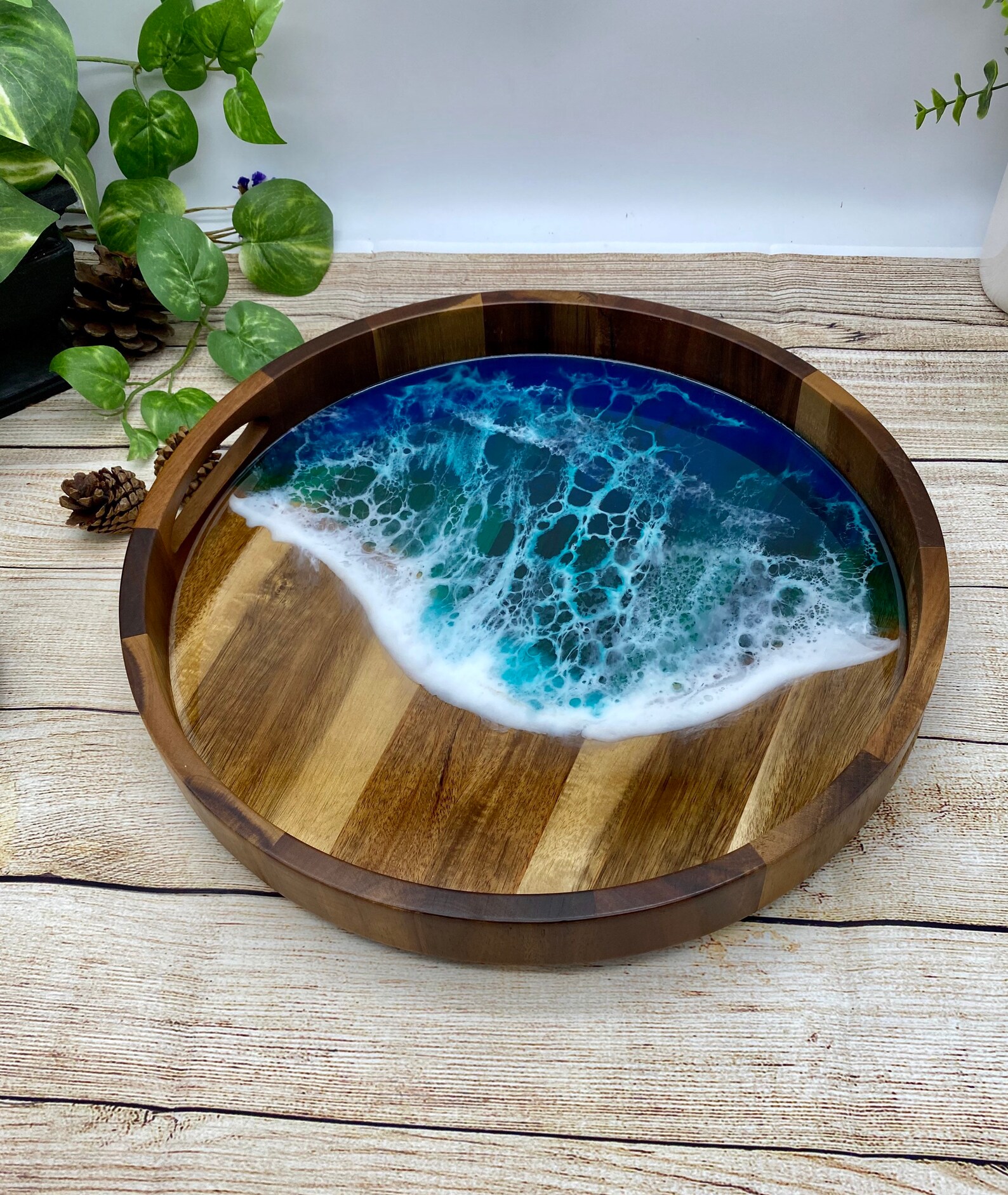 Round Ottoman Pouf Tray Ottoman Coffee Table Tray Ocean Round Etsy