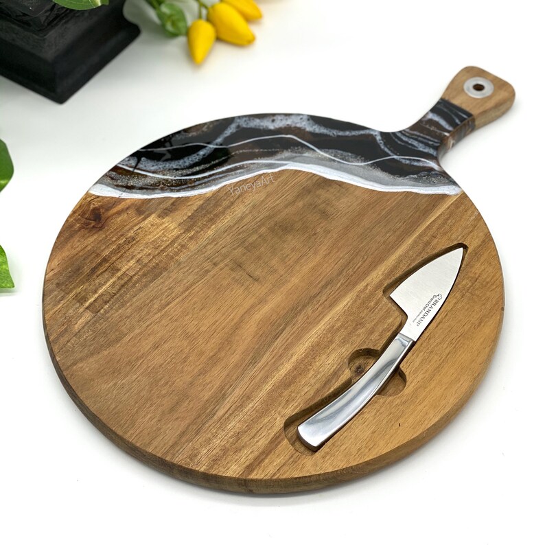 Cheese Board with Stainless Steel Knife Cheese knife Resin Etsy