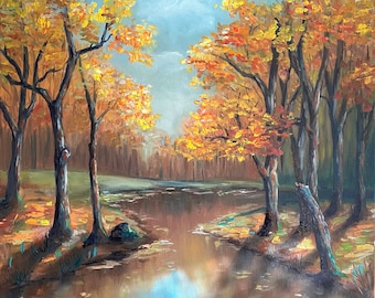 Landscape Fall painting autumn trees painting Original Oil Painting Fine Art Modern oil painting on canvas