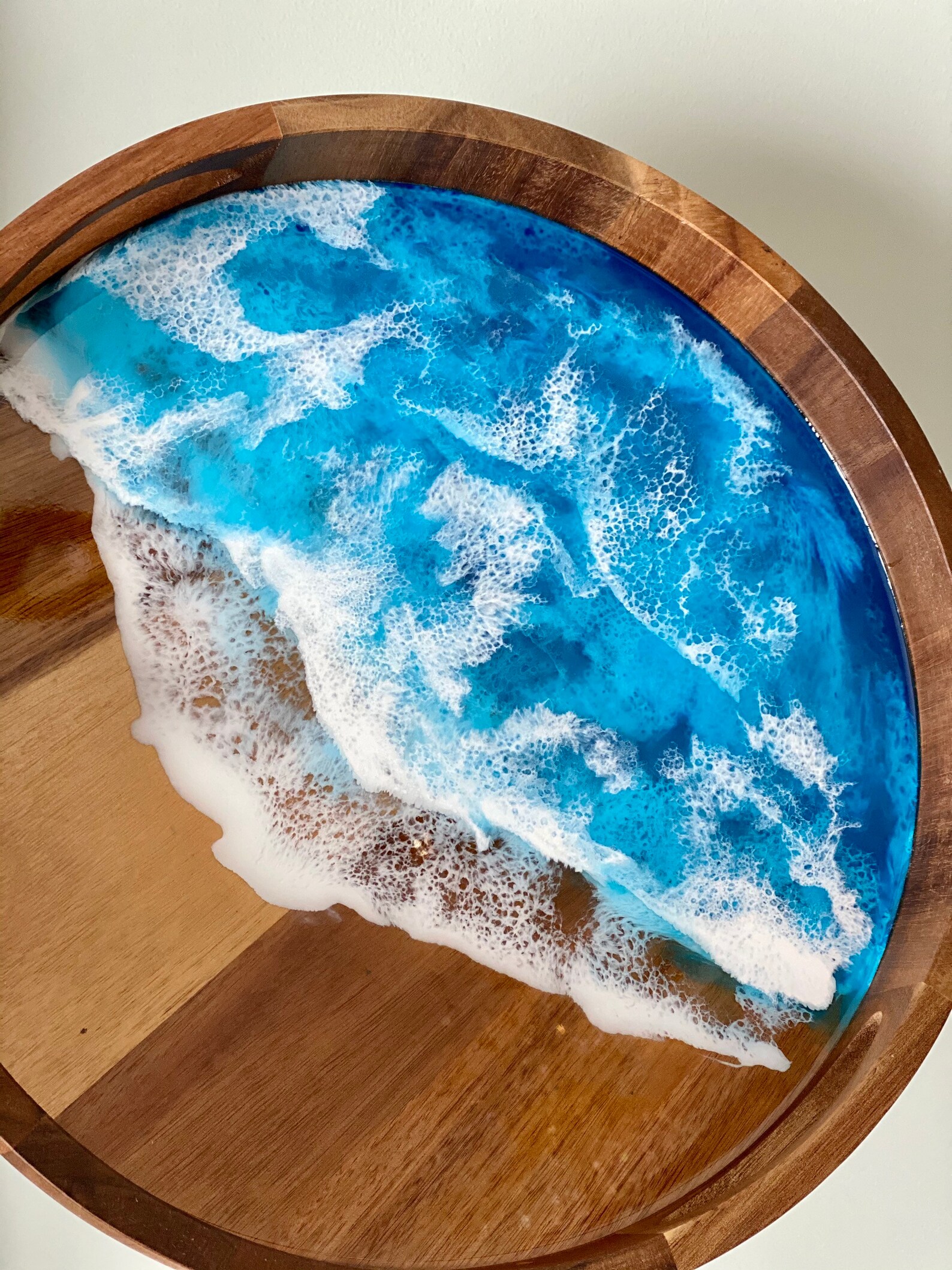 Round Ottoman Pouf Tray Ottoman Coffee Table Tray Ocean Round Etsy