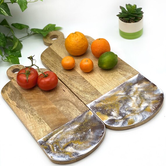 Wooden Paddle Cutting Board, Resin Art Chopping Board, Resin Cheese Board, Chopping Board Long Cheese board Housewarming Gift Wedding Gift