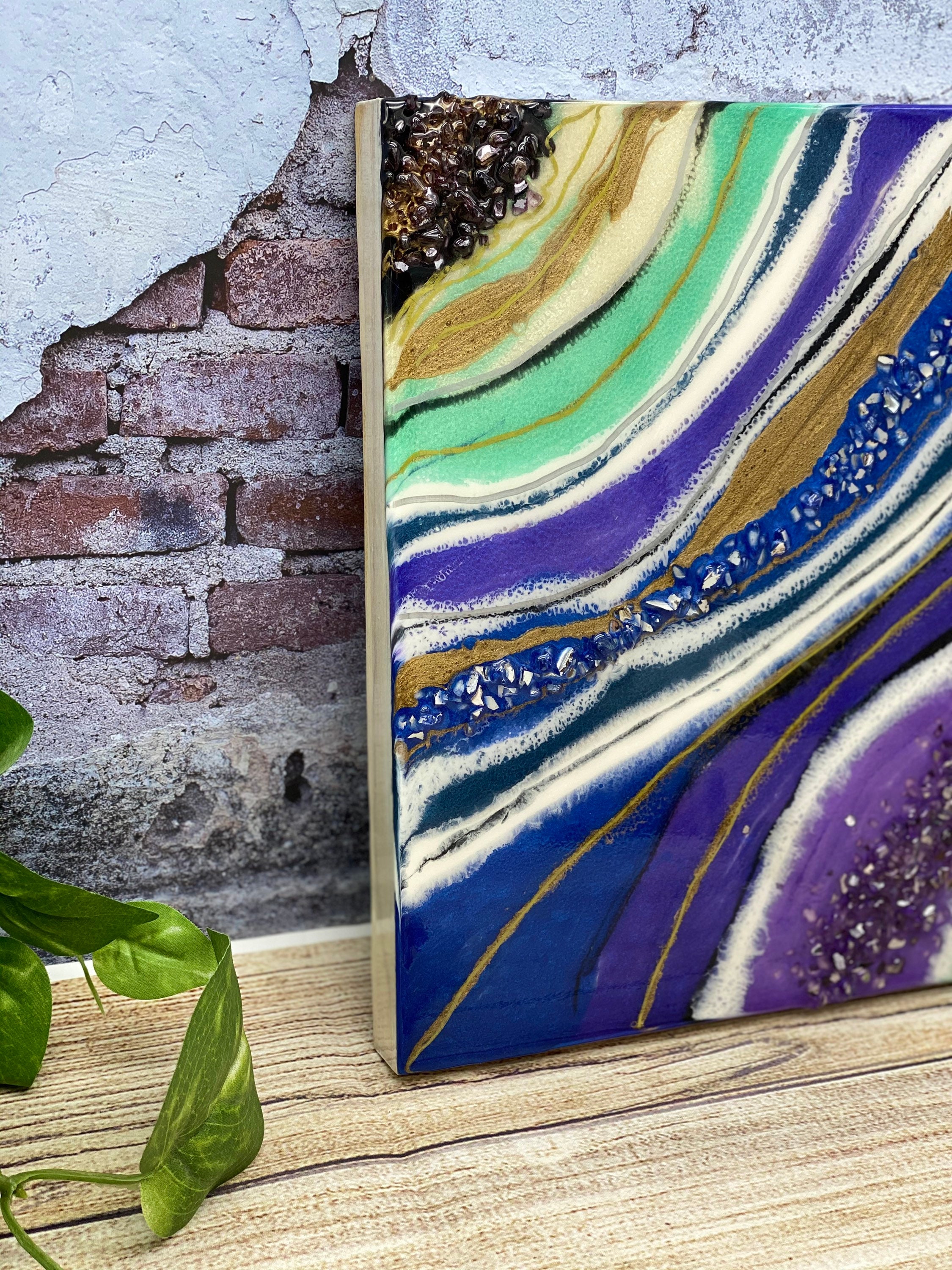 Geode Art Home Decor Pintura abstracta geodo epoxi de resina Etsy