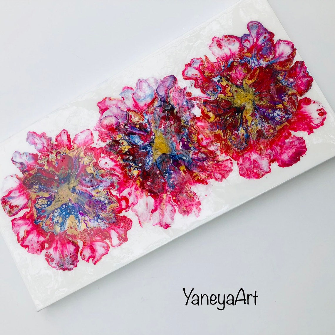Original Art Resin abstract flowers Acrylic fluid painting Etsy