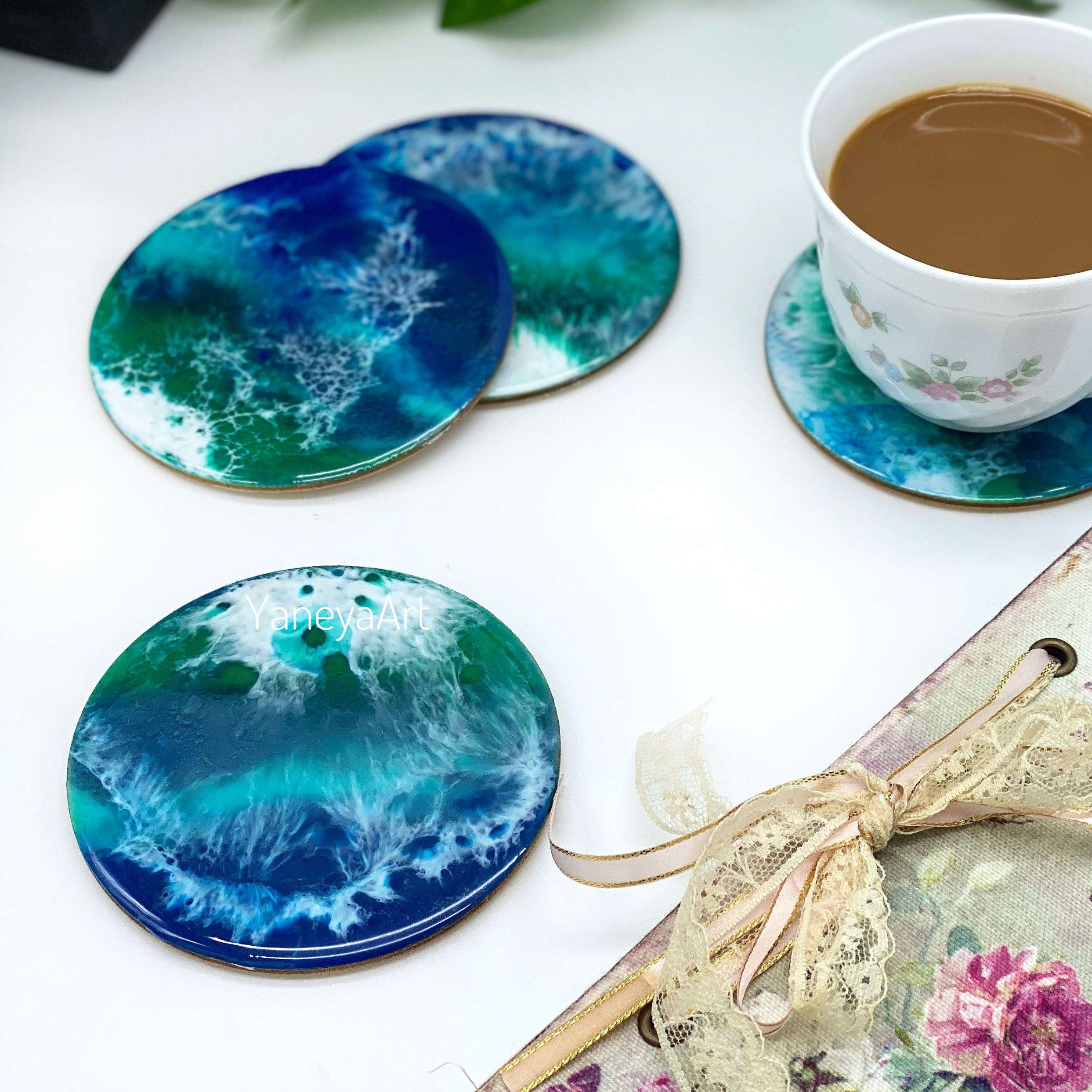 Resin Coasters Ocean Beverage Coaster Beach Resin Coaster Etsy