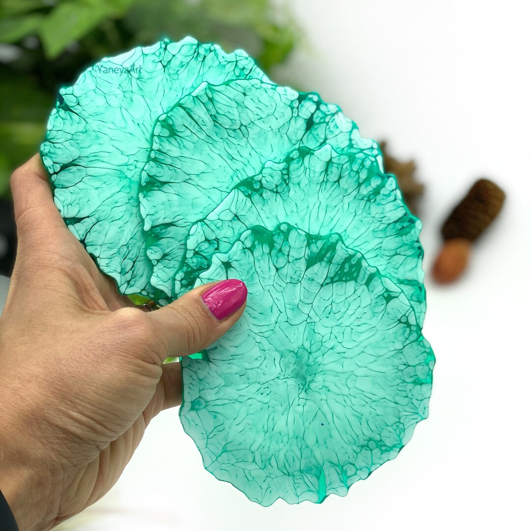 Green Coasters Resin Geode Coasters Modern Coasters Resin Etsy