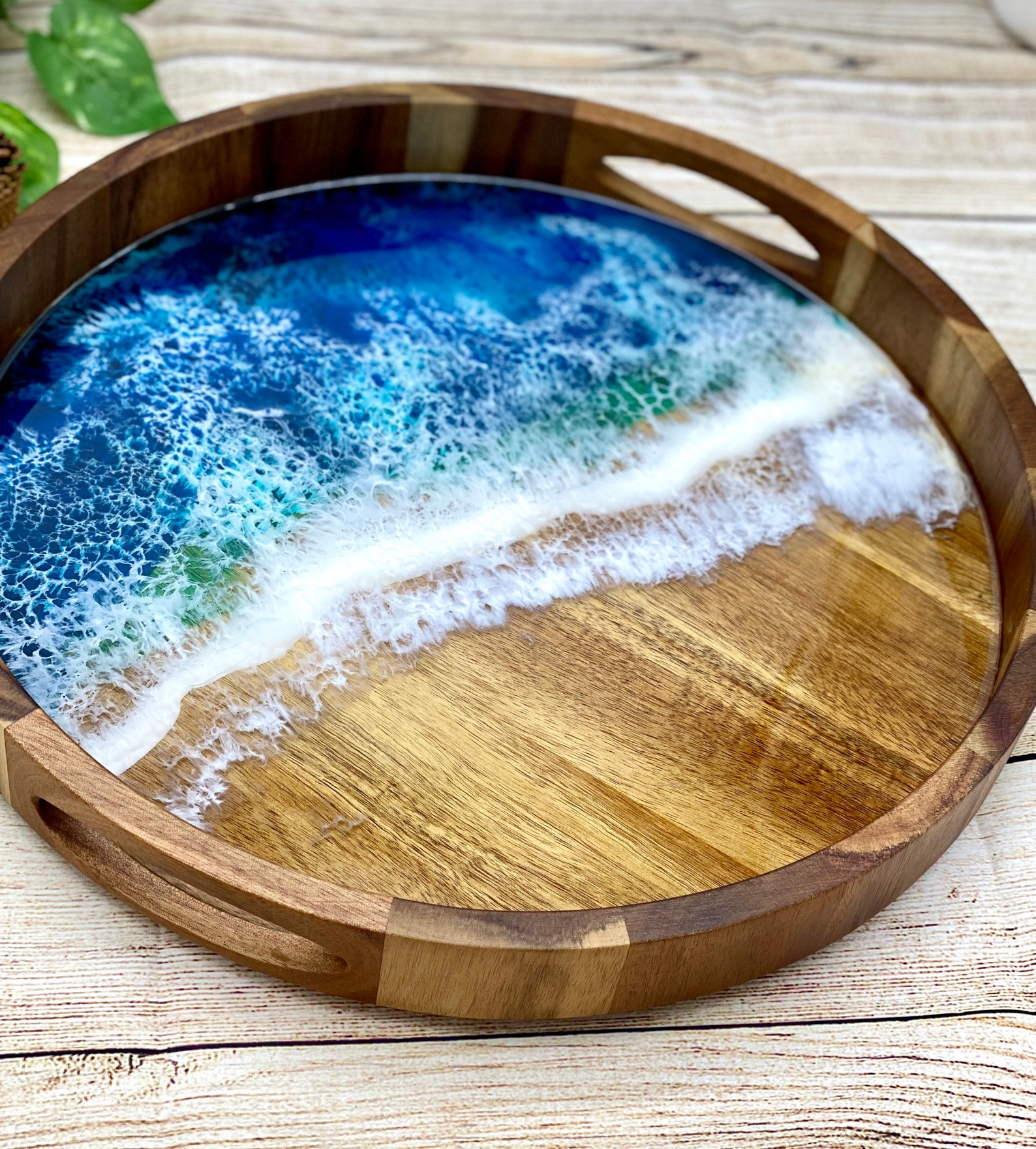 Round Ottoman Pouf Tray Ottoman Coffee Table Tray Ocean Round Etsy