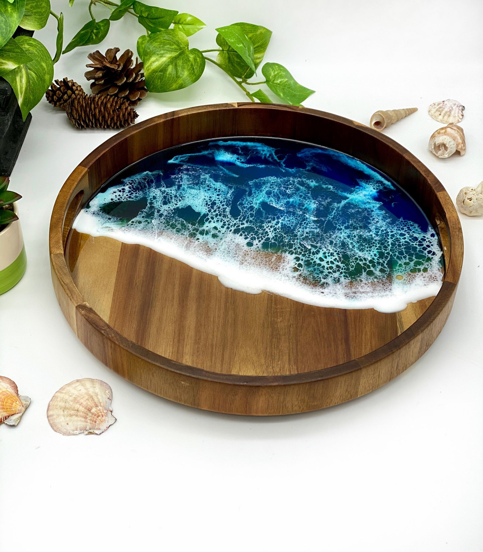 Round Ottoman Pouf Tray Ottoman Coffee Table Tray Ocean Round Etsy