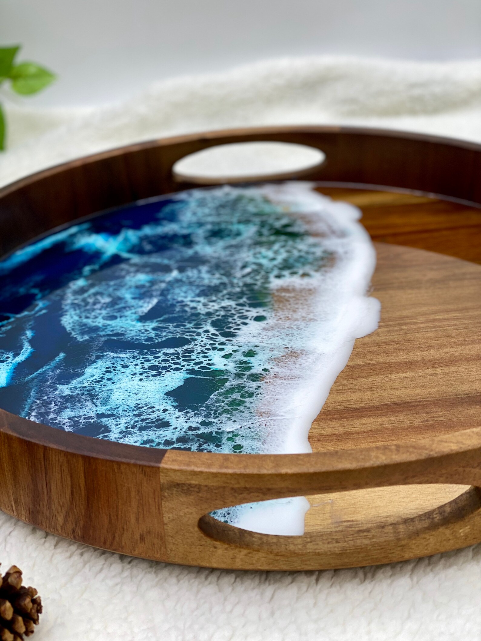 Round Ottoman Pouf Tray Ottoman Coffee Table Tray Ocean Round Etsy