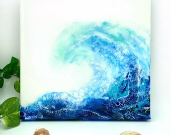 beach epoxy resin wave art home decor new home gift surfer ocean inspired scuba nautical hanging Seaside wall art fluid artwork