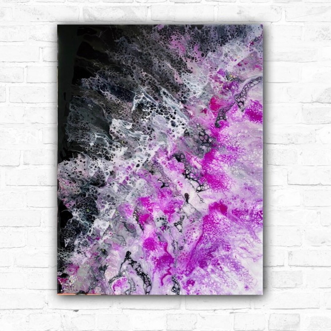 Original Abstract Painting, Glitter Wall Art, Resin Art, Acrylic Pour